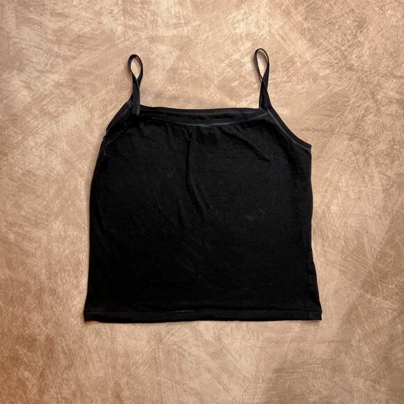 Vintage Y2K Chipie Black Cami Tank Top Yorkie Dog Rhinestone Crop Fitted Stretch - Picture 4 of 7